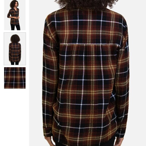 beachlunchlounge Elliot Shirt - Bon Bon Brown Black Plaid Size XL - Picture 2 of 12